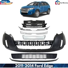 Front Bumper Cover Fascia Paintable & Grille Assembly For 2011-2014 Ford Edge