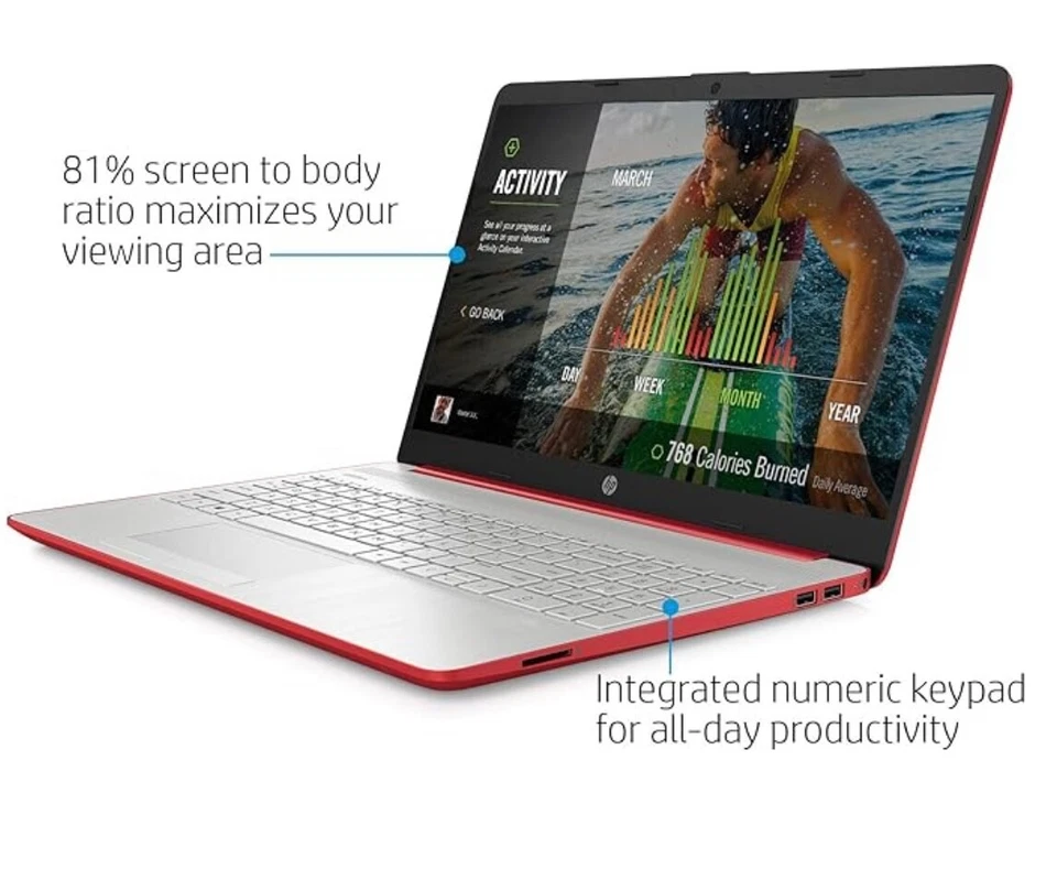 HP 15-dw0083wm Intel Pentium 8GB DDR4 512GB Win 11-Red - Image 4 of 4