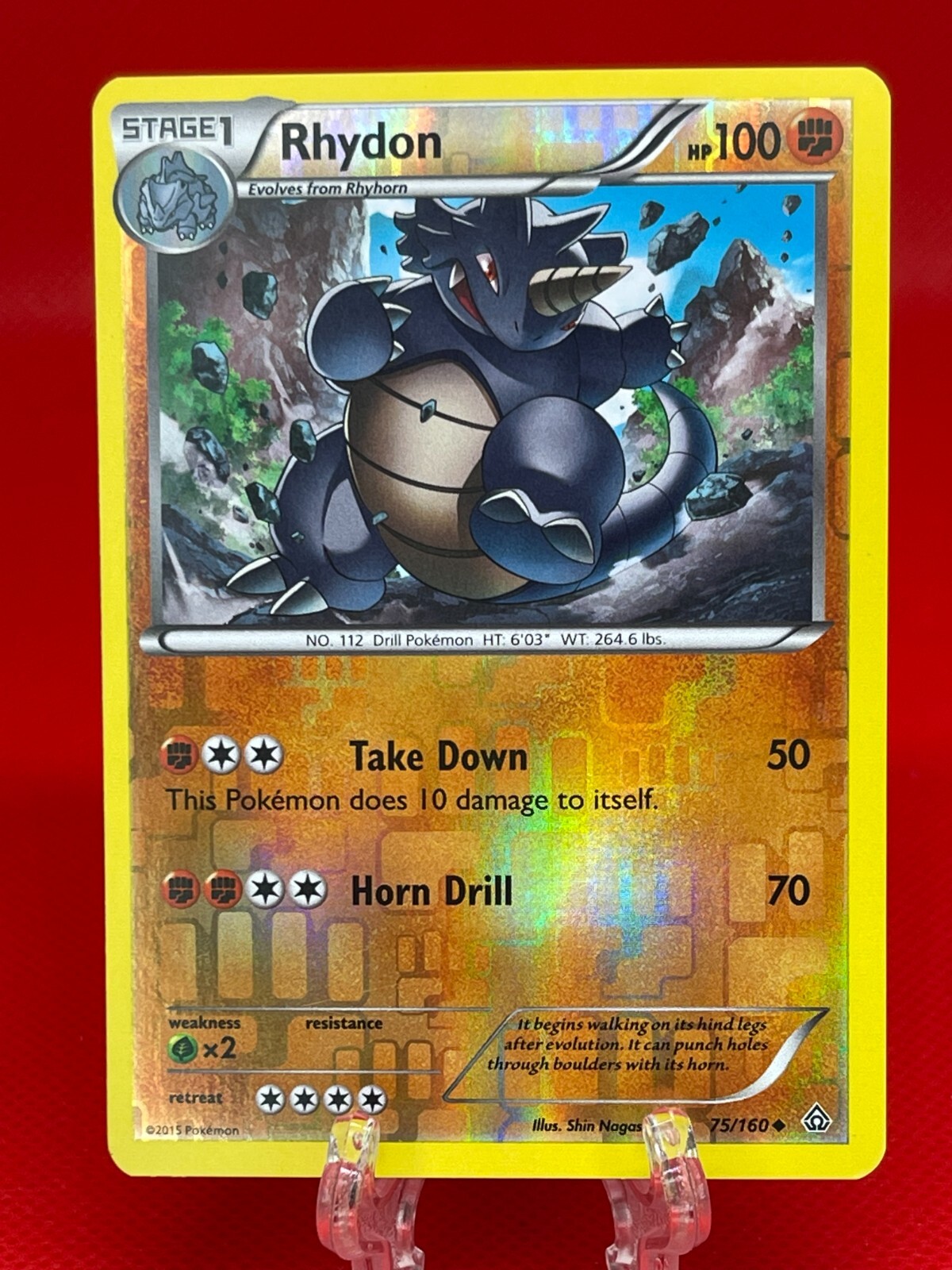 Pokémon TCG Rhydon 75/160 Reverse Holo Primal Clash X&Y English 2015 LP