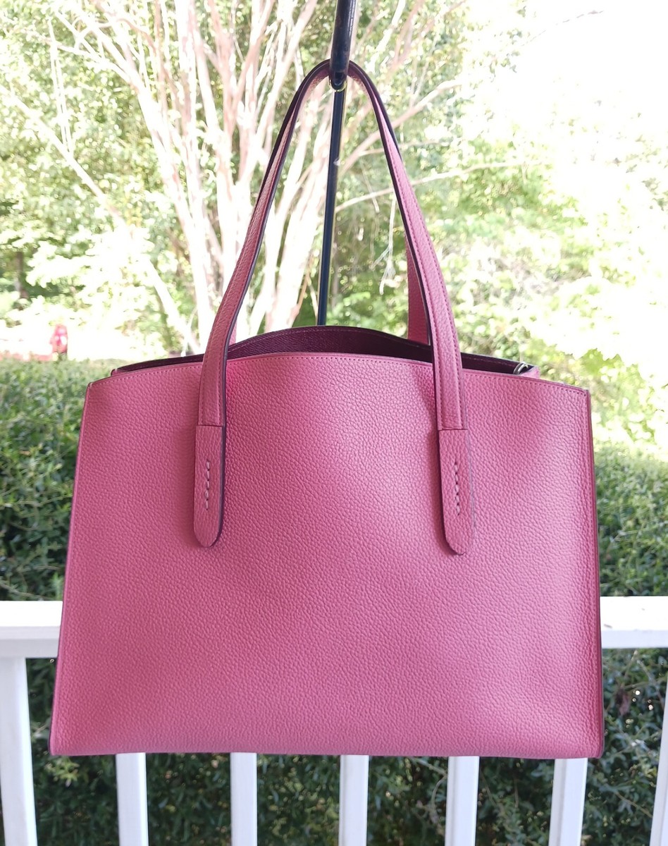 Coach 25146 Charlie Peony Pink Leather Tote | eBay
