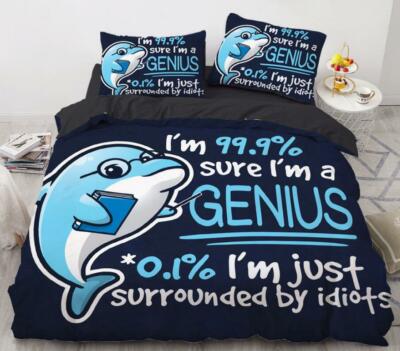 3D Cartoon Dolphin ZHUA297 Bed Pillowcases Quilt Duvet Cover Set Queen King Zoe