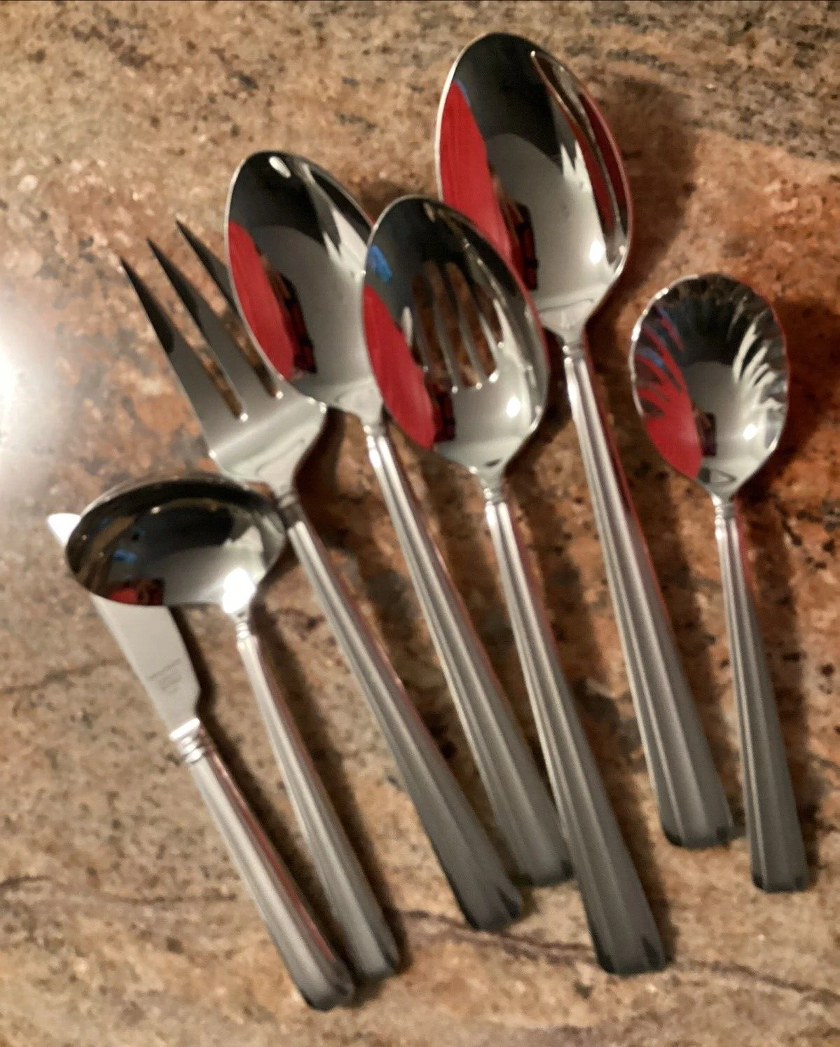 BELLEVUE MATTE Reed & Barton Stainless 7 Piece Serving Set 18/8 Korea Flatware