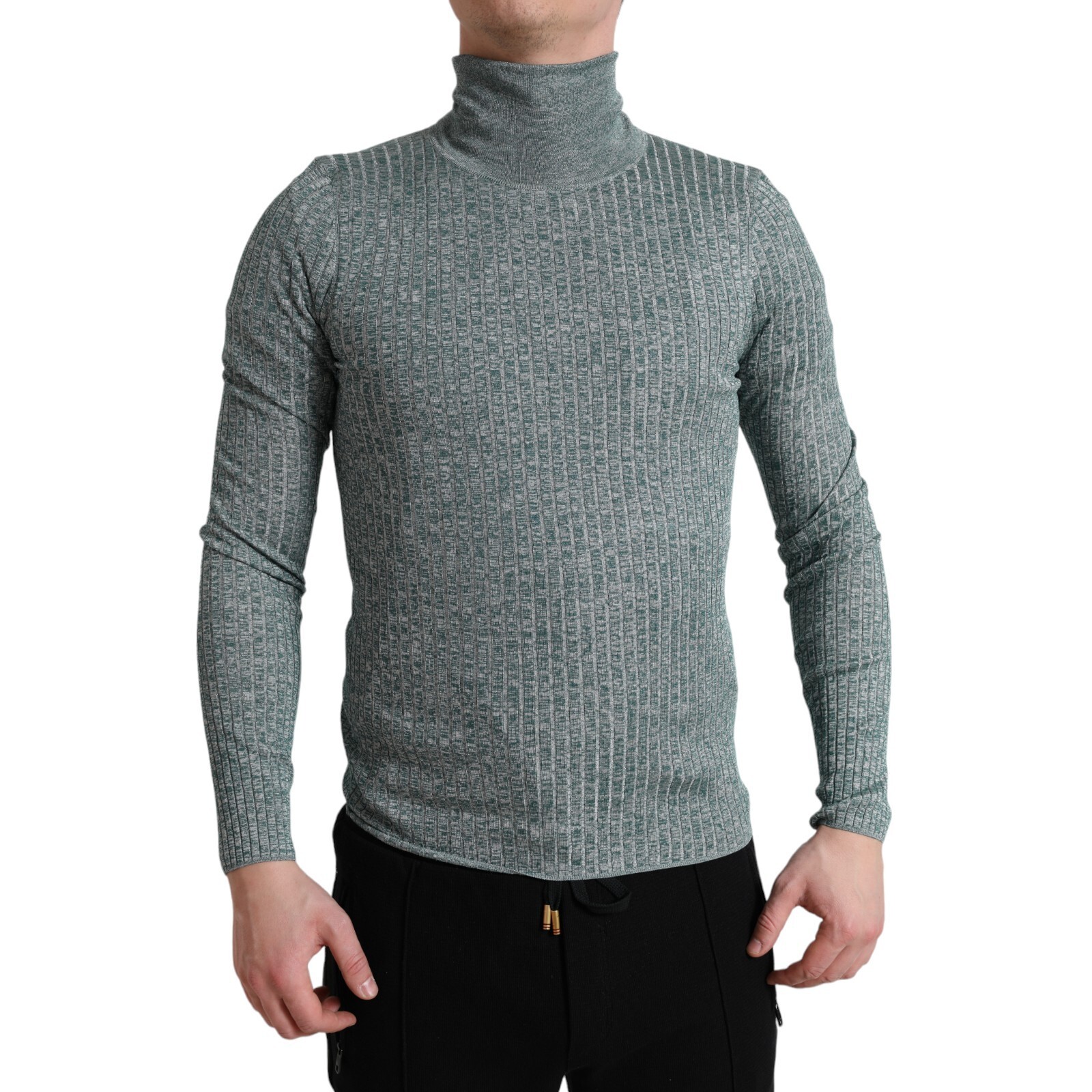 DOLCE - GABBANA Sweater Green Polyester Turtleneck Pullover IT48US38 M 1280usd 61490₽