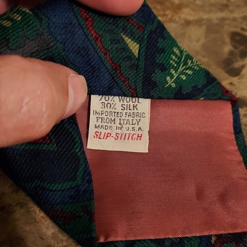 Vintage Yves Saint Lauren Tie Mens 57x3 Wool Silk Blend Paisley Colorful Green - 第 2/8 張圖片