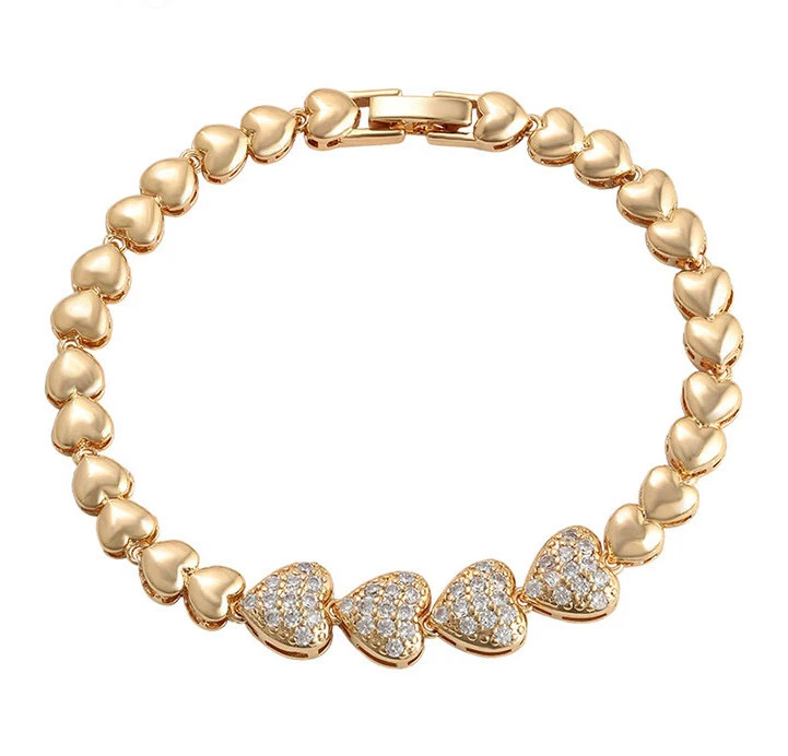 Luxus Damen Herz Tennis Armband Zirkonia Rolled Gold 18K vergoldet 17,5cm Damen - Bild 4 von 4