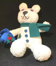International Silver Company Chenille Teddy Bear purple eyes Blue hat society