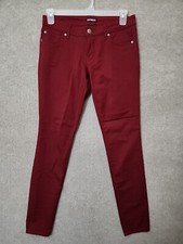 Express Skinny Leg Jeans Womens 8 Burgundy Red Cotton Stretch NEW