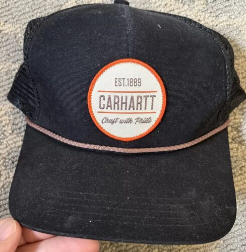 Carhartt Trucker Cap Hat Snapback Mesh Black ‘Craft with Pride’ Logo. - Afbeelding 1 van 6