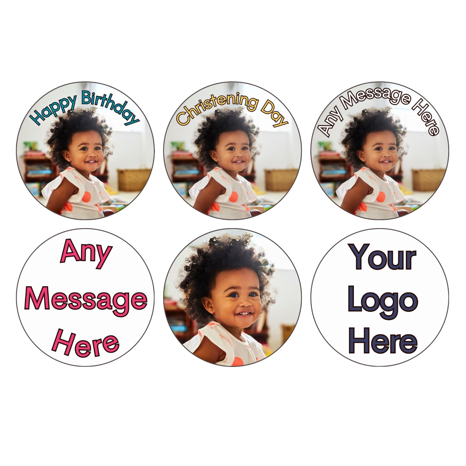 24 ESSBARE VORGESCHNITTENE KUCHENAUFLEGER PERSONALISIERTE SWEET WAFER KARTE CUPCAKE FOTO LOGO