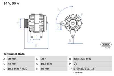 BOSCH 0 986 040 390 Generator für BMW