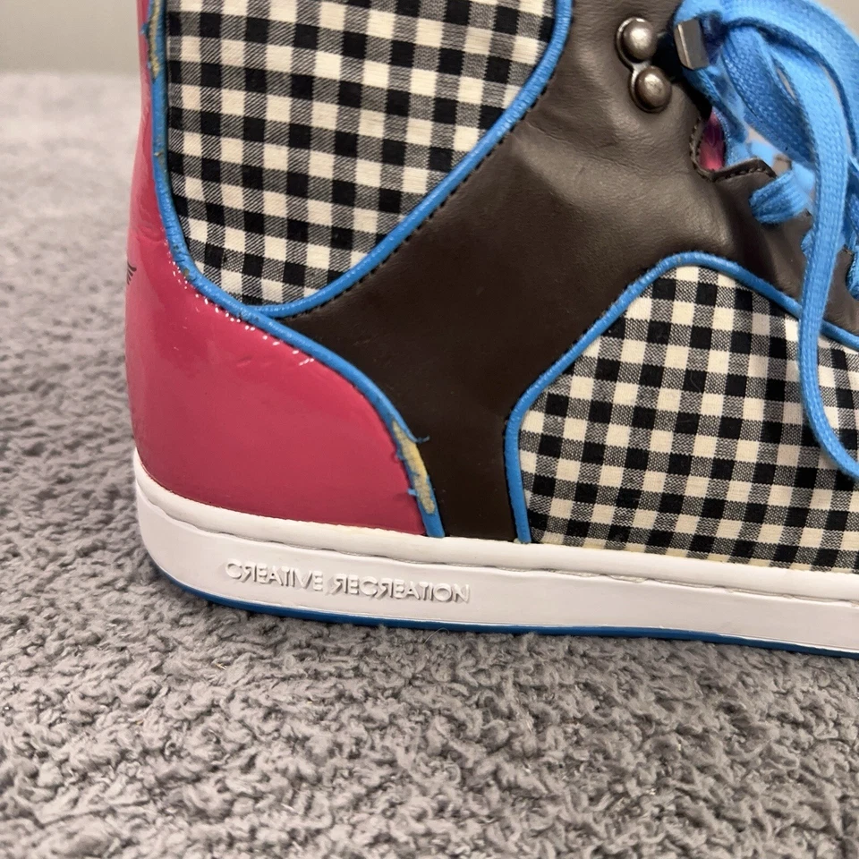 Creative Recreation Sneakers Womens 10 Pink High Top Shoes Leather Plaid Street - Image 3 of 4