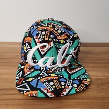 Unique Cali Colorful Snapback Hat. Flat Brim Embroidered Baseball Style Cap