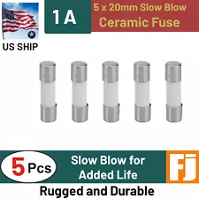 5x  Slow-Blow Fuse 1A 250V Ceramic Fuses 5 x 20 mm (1 amp) | US Ship