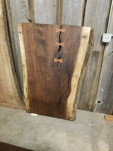 Live Edge Black Walnut Slab for table. Leopard wood Bowtie 