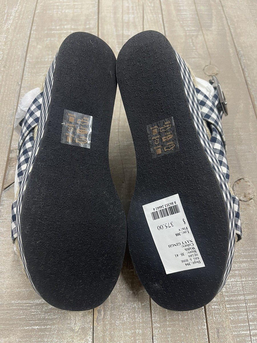 NIB $375 Rag & Bone Megan Navy Gingham Platform Sandal Size