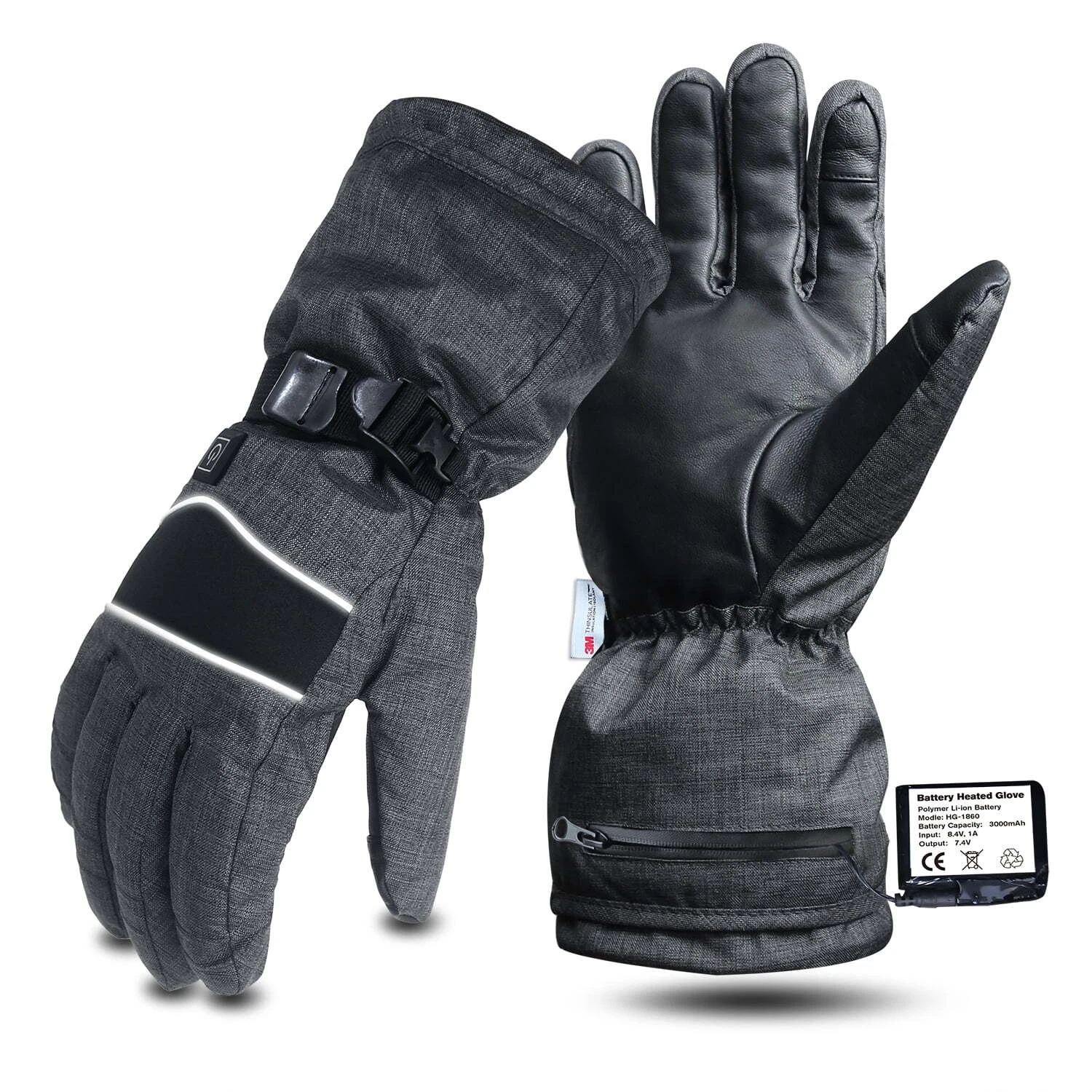 EvridWear Heated 3M thinsulate Thermal Winter Gloves with 2 Rechargeable Battery