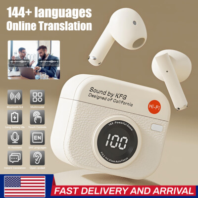 NEW Translator Earbuds 144+ Languages Real Time AI Online Translation Earphones