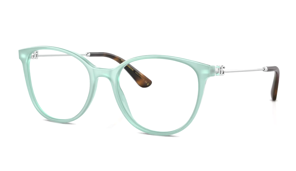 DOLCE & GABBANA Eyeglasses DG 3363 3383 54-18 Teal & Silver Round