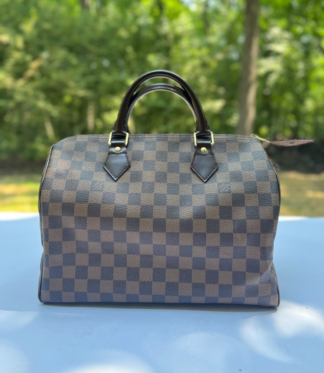 Authentic Louis Vuitton Damier Ebene Speedy 30 Satchel Handbag