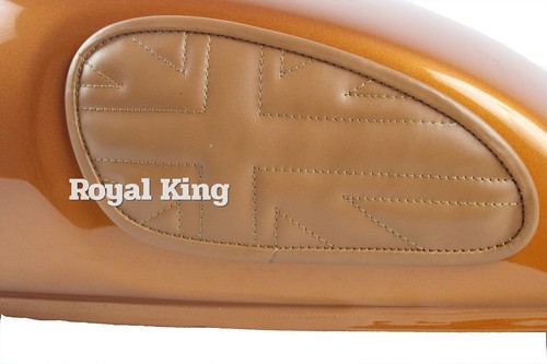 Union Jack "Hellbraune Leder-Tankpolster passend für Royal Enfield Intercepto... - Bild 7 von 10