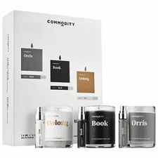 Commodity Book, Orris, Oolong Eau de Parfum Spray Candle Exploration Kit 3X3 NIB