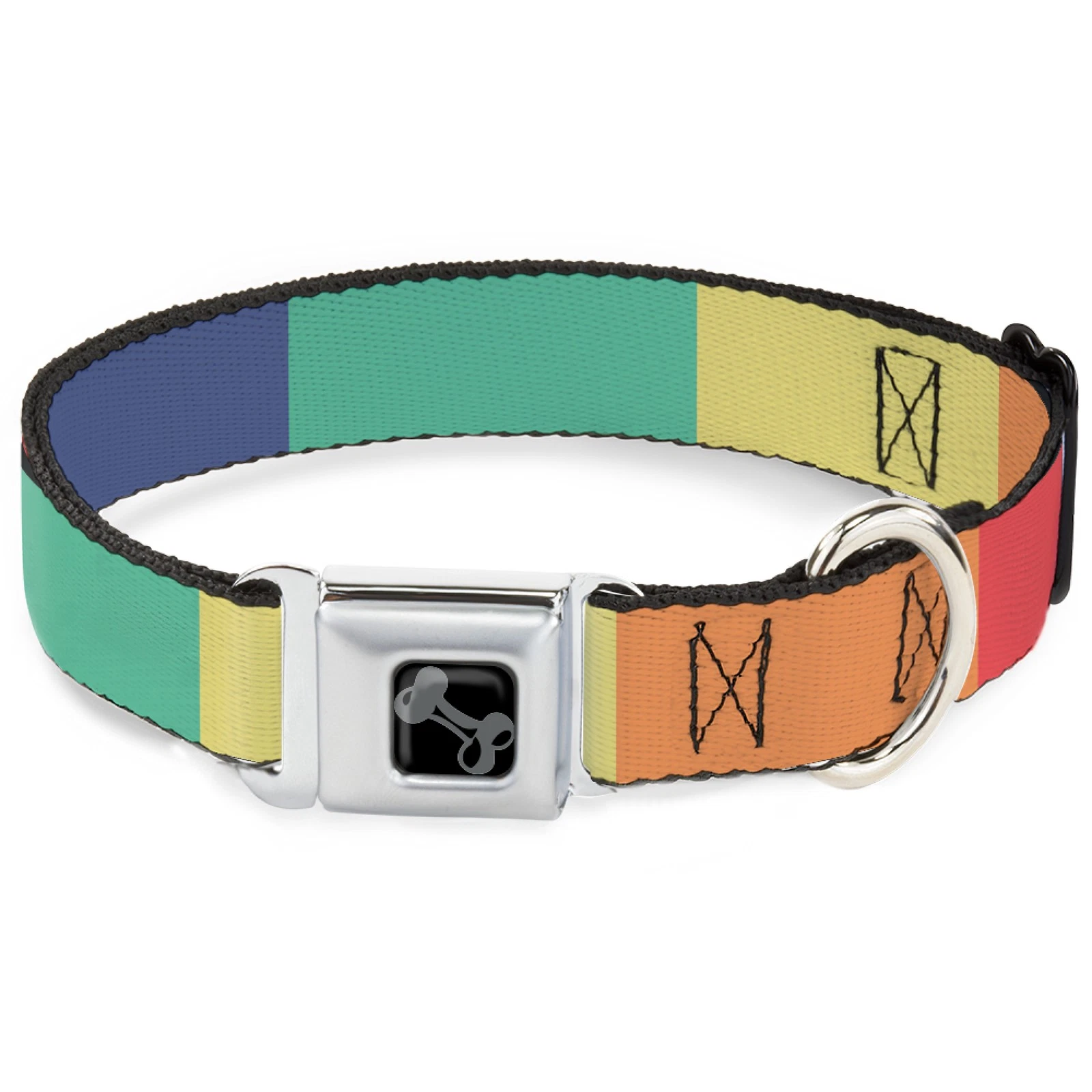 Dog Collar Bone Summer Essentials Color Block 3 WIDE-Large 20-31"