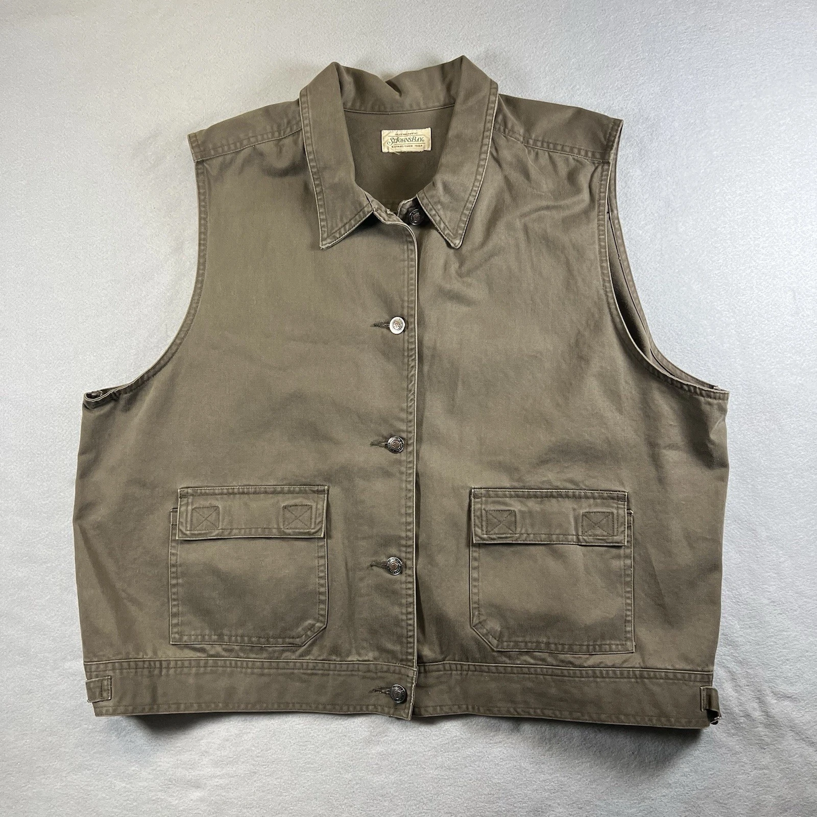 Vintage St. John's Bay Canvas Utility Vest Men's XL Brown Hunting Workwear
Opens in a new window or