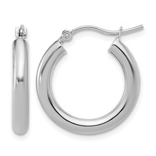 20mm 14K White Gold Polished Hoop Earrings 95H