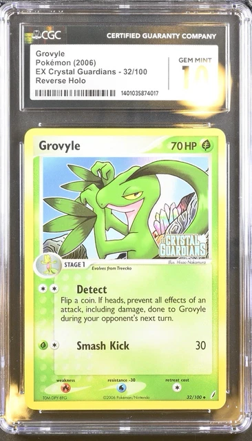 Pokemon 2006 Grovyle EX Crystal Guardians Reverse Holo 32/100 CGC 10