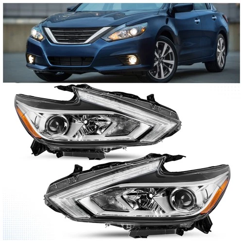 Fit For Nissan Altima 2016 2017 2018 Pair Halogen Headlight Chrome Left&Right