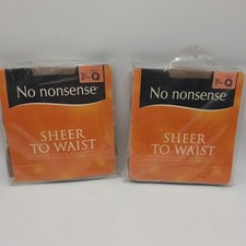 No Nonsense Pantyhose Size Q Tan Sheer To Waist Sheer Toe Nylon VTG X2