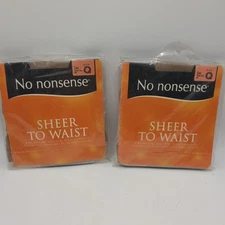 No Nonsense Pantyhose Size Q Tan Sheer To Waist Sheer Toe Nylon VTG X2