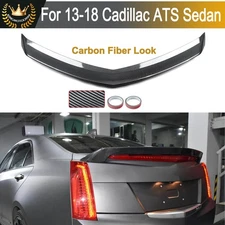 V Style Highkick Trunk Spoiler Wing Carbon Fiber Look Fit Cadillac ATS 2013-2018