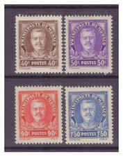 Monaco 1933 Prince Louis II 40c, 50c, 90c, 1f50c MM/MH SG126, 128, 131, 134