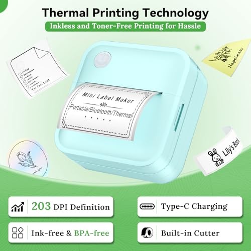 Mini Sticker Label Maker Machine with Blue Tape - Portable Tooth Label Printer  