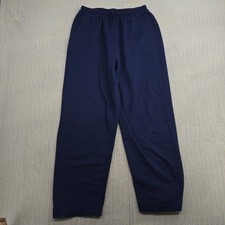 Vtg Hanes Her Way Sweatpants Womens Large Blue Straight Joggers Relaxed Y2K