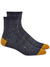 SUN STONE Mens Navy Geo Patchwork Contrast Ribbed Casual Quarter Socks 7-12