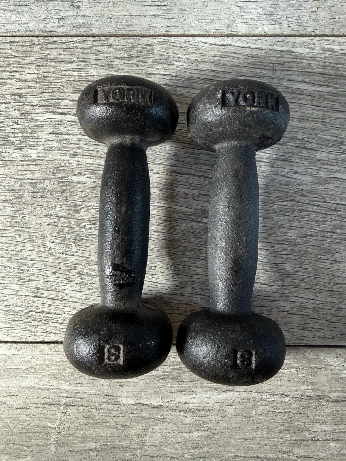 RARE Vintage York 3lb Bun Style Pair Dumbbell