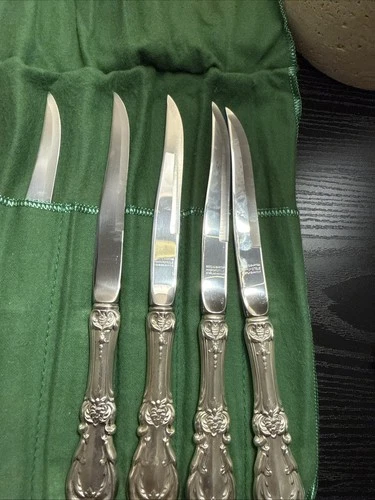 Reed and Barton Burgundy Sterling Silver Steak Knives Set of 4