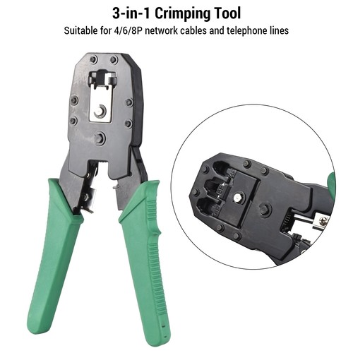 RJ45 Crimping Tool Cable Tester Network Cable Kit Home Repair Tools UK7 - Afbeelding 4 van 11