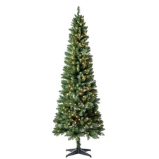 Holiday Time 7' Pre-Lit Brinkley Pine Green Artificial Christmas Tree with Warm