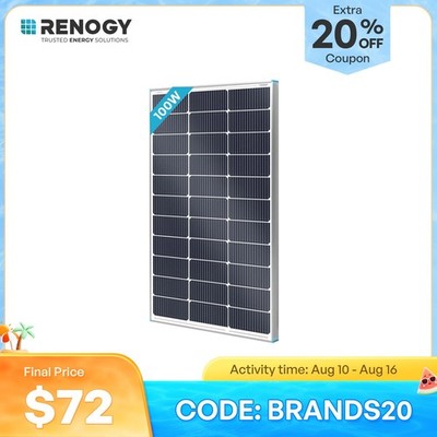 Renogy 16BB N-Type 100 Watt Solar Panel PV Off-Grid Power Module High Efficiency