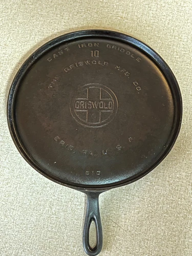 Griswold Large Logo Round Cast Iron Griddle No 10 C10 Nice
