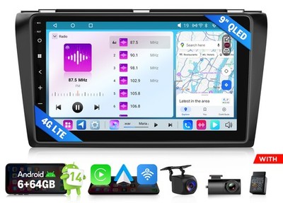 Android Auto 14 9'' QLED Screen 6+64 for Mazda 3 2004-2009 Car Stereo GPS Navi 4G