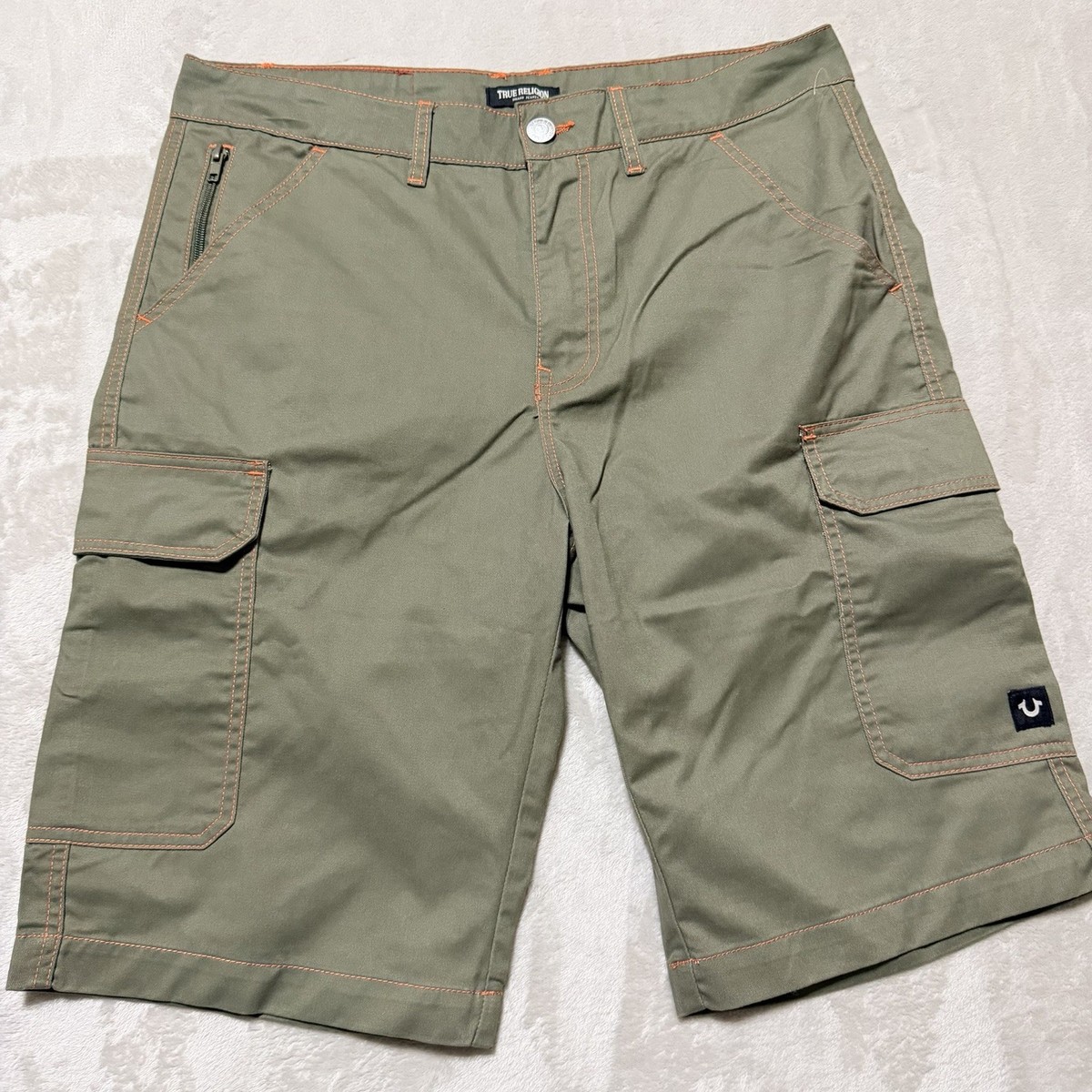 True Religion Cargo Shorts MENS SIZE 34 Color Kalamata Green