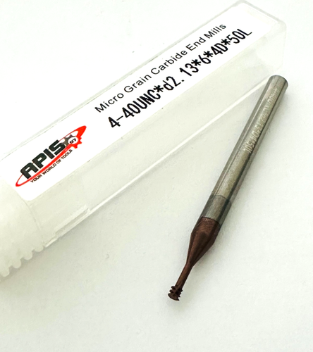 Solid Carbide Thread Mill For Steel 4-40UNC*d2.13*6*4D*50L HRC65 NEW 1pcs - Afbeelding 1 van 3