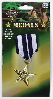 Rubies Militär Medaille Armee Soldat Fancy Dress Prop Gold Kunststoff BA605