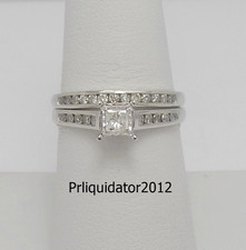 1/2CT Natural Princess Diamond Engagement Wedding Ring Bridal Set 10K White Gold