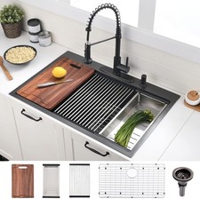 33 Inch Black Drop In Kitchen Sink VOKIM33x22Inch Top Mount Sink