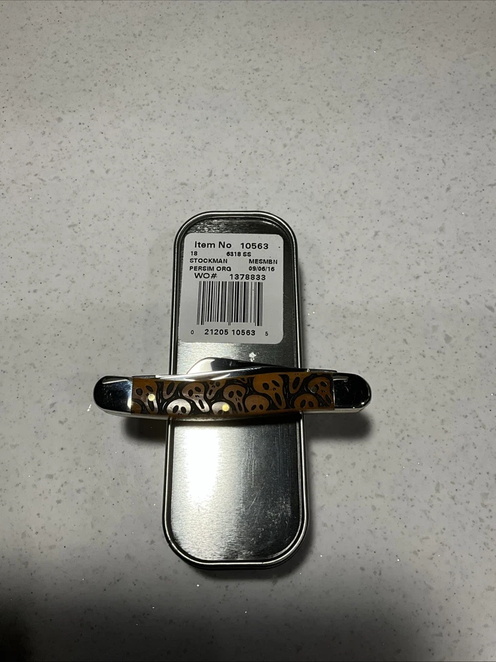 2016 CASE XX ХУРМА ОРАНЖЕВЫЙ ХЭЛЛОУИН GHOST FACE СРЕДНИЙ СТОКМАН НОЖ 6318 - Изображение 3 из 3